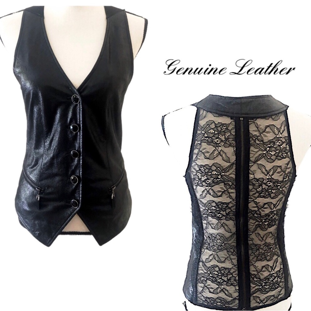 Royal Underground Leather & Lace Vest Sz XS